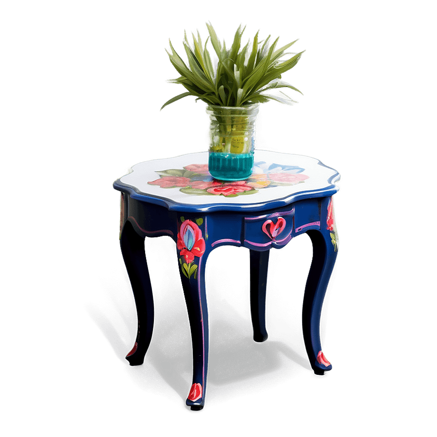Hand-Painted End Table PNG yxw75