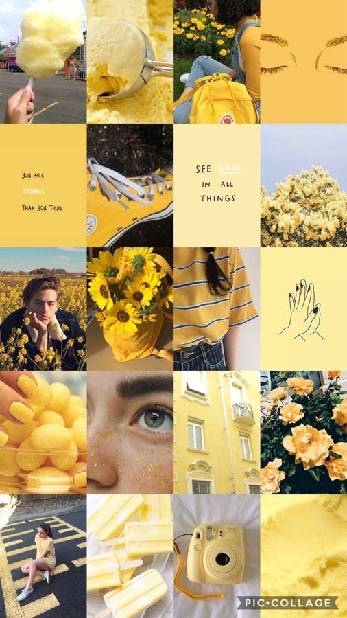 Download Yellow Things Aesthetic Collage Wallpaper | Wallpapers.com