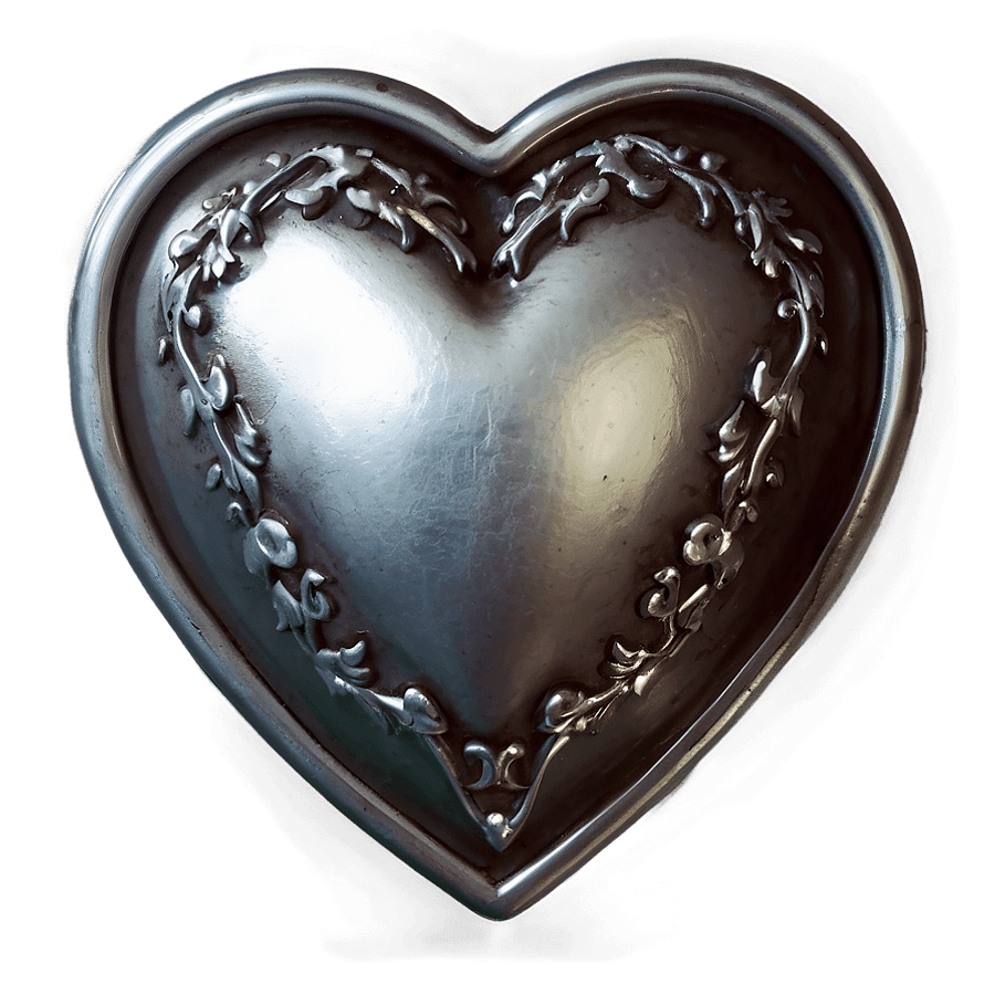 Silver Heart Aesthetic PNG 55