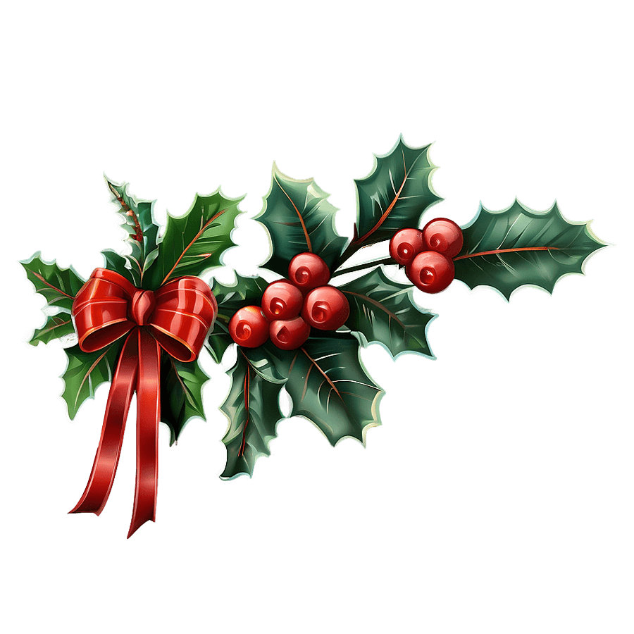 Charming Aesthetic Christmas Holly PNG hnn