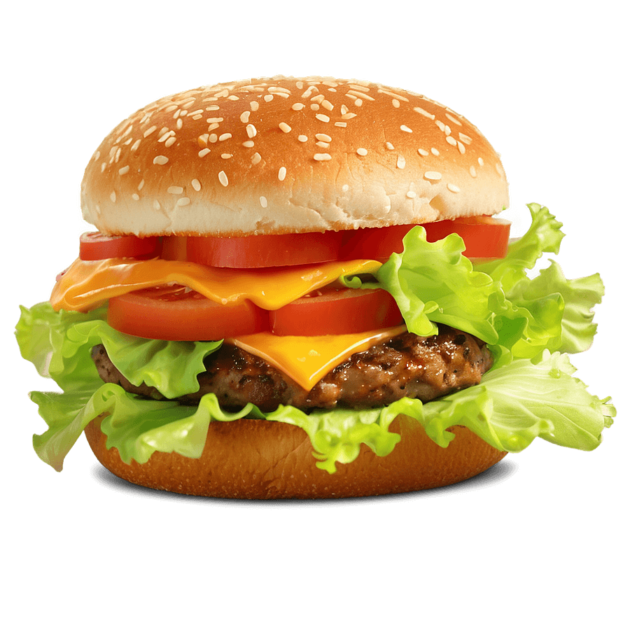 Cheese Burger with Lettuce PNG 05262024