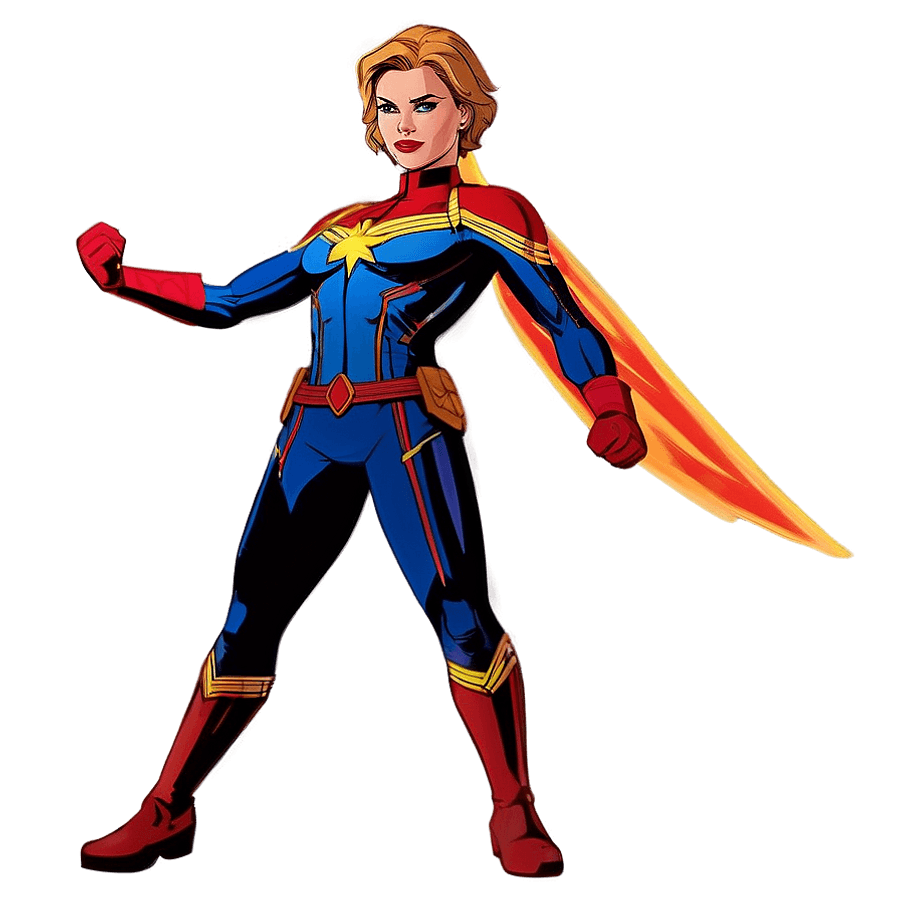 Captain Marvel Animated Style PNG 89