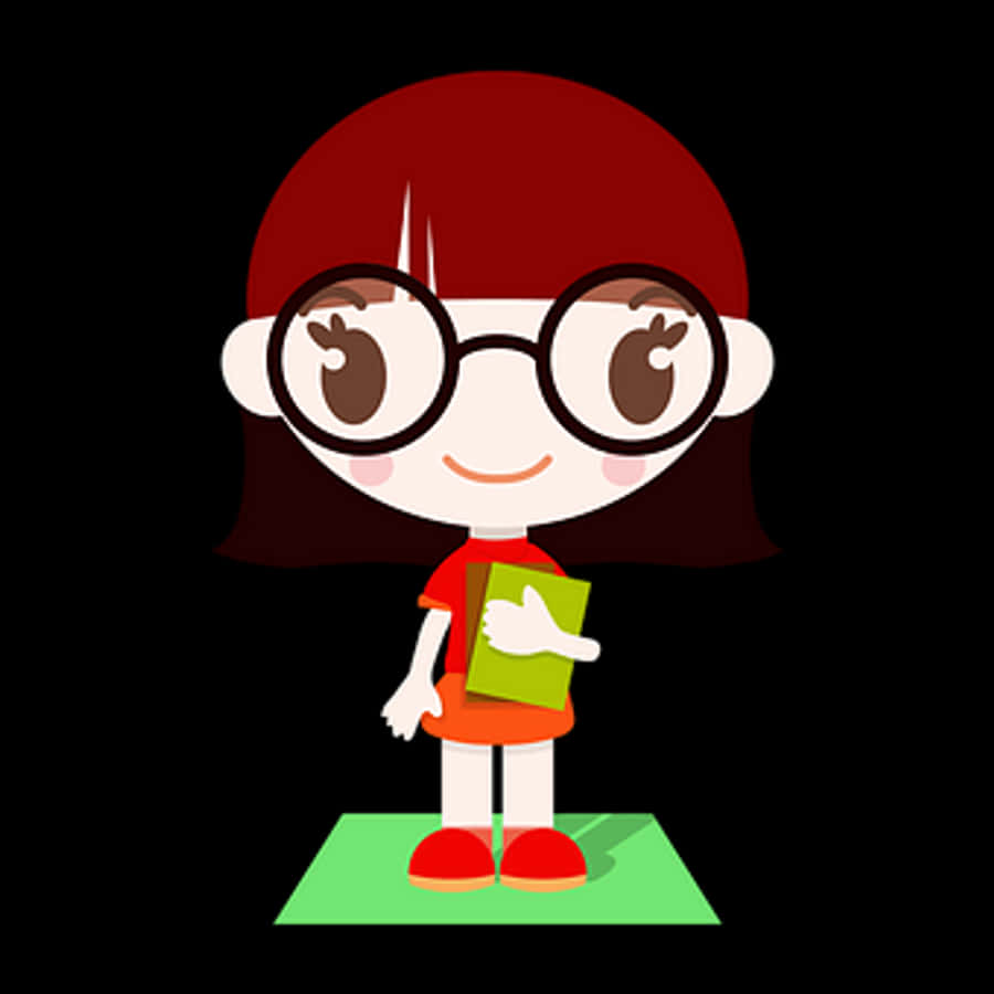 Cartoon Girlwith Book