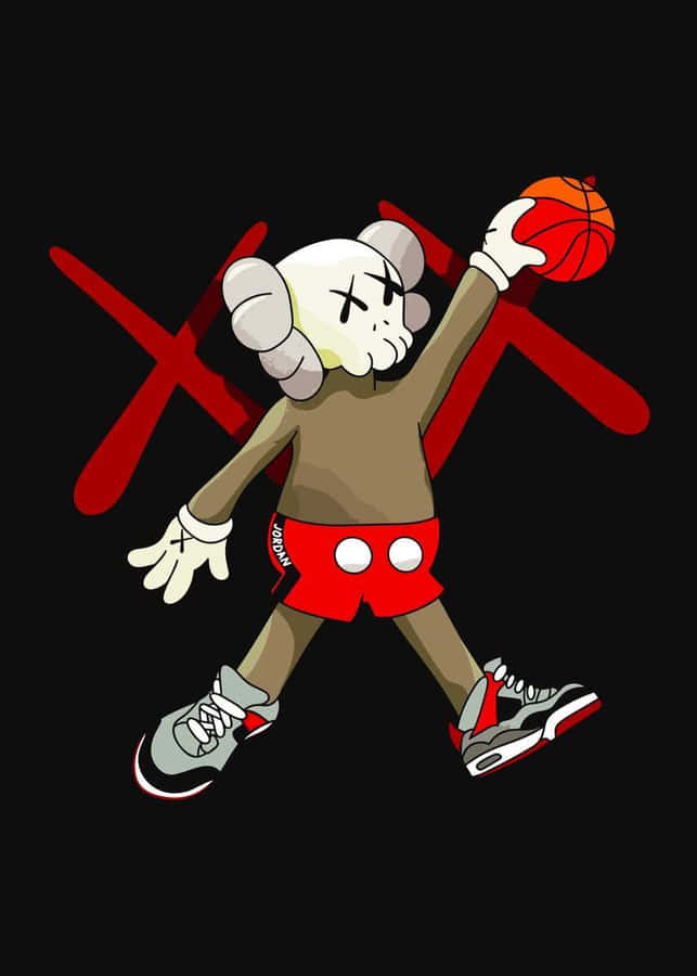 Kaws Inspireret Basketball Karakter Kunstværk