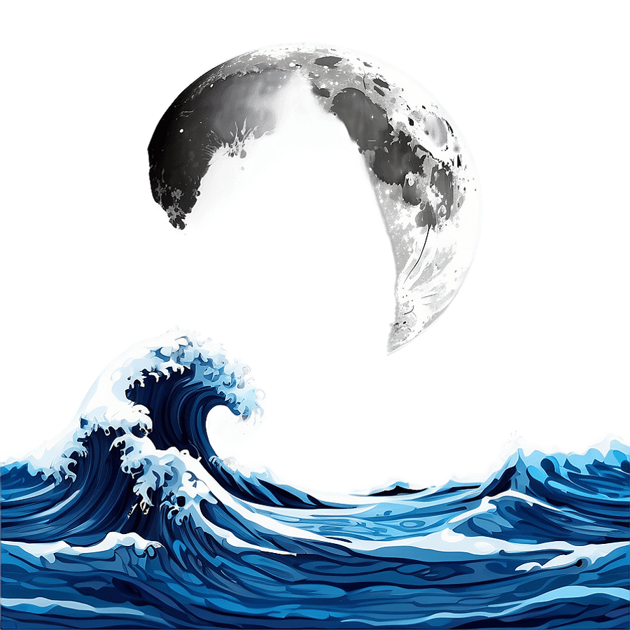 Ocean Waves with Moon PNG ixd29