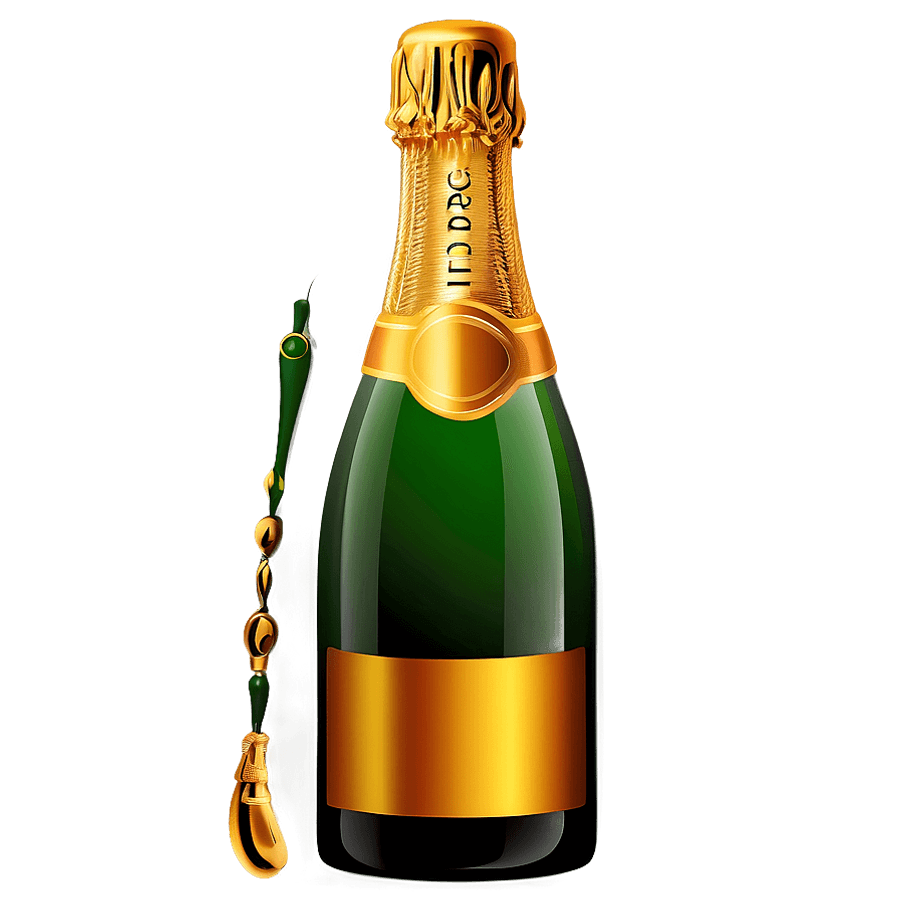 Champagne Bottle with Flute PNG 05252024