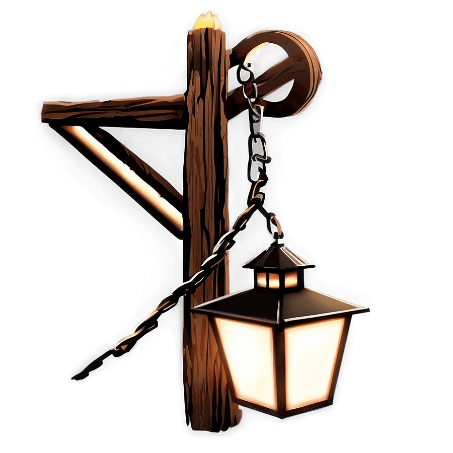 Wooden Post with Lantern PNG jmy28