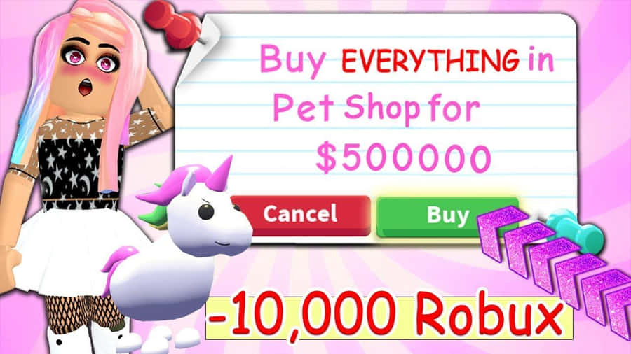 Sød Leah Ashe og enhjørning Roblox Adoptér mig Baggrund
