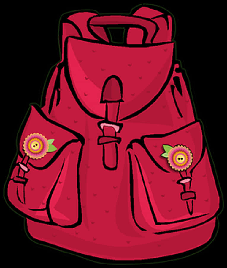 Pink Backpackwith Flower Patches
