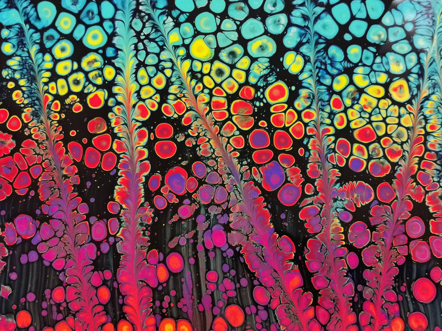 Fundode tela abstrato com arte de bolhas coloridas.