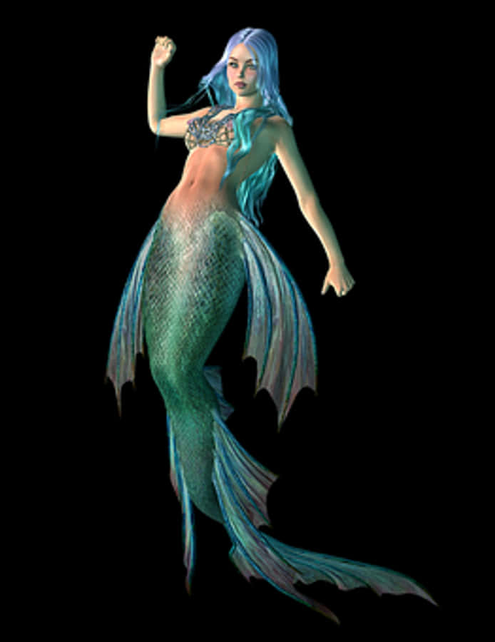 Mystical Blue Mermaid Pose