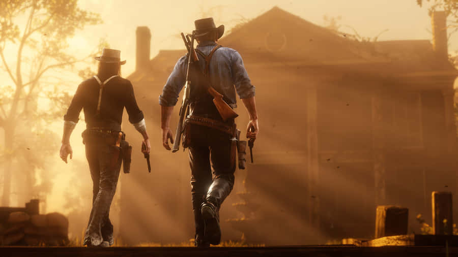 Casados Raios de Sol 1920x1080 Papel de Parede do Red Dead Redemption 2 em Vermelho.