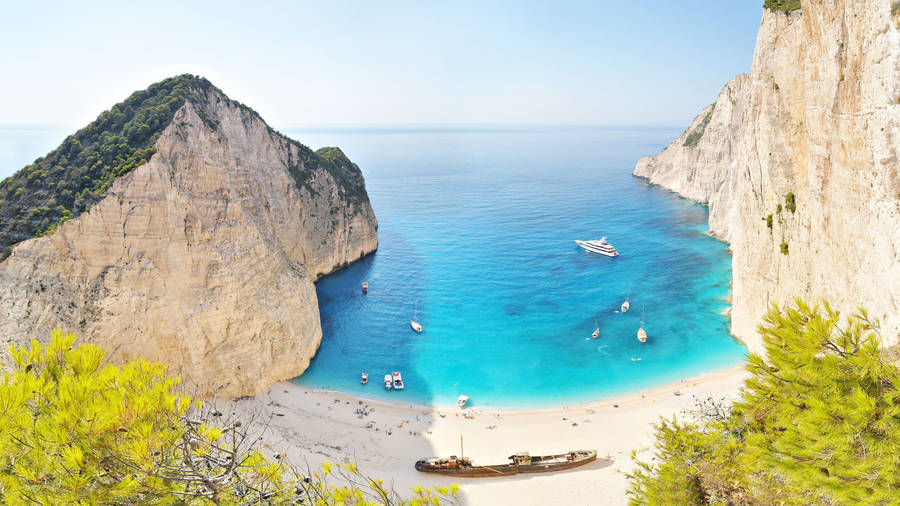 Download Zakynthos White Beach Greece Wallpaper | Wallpapers.com