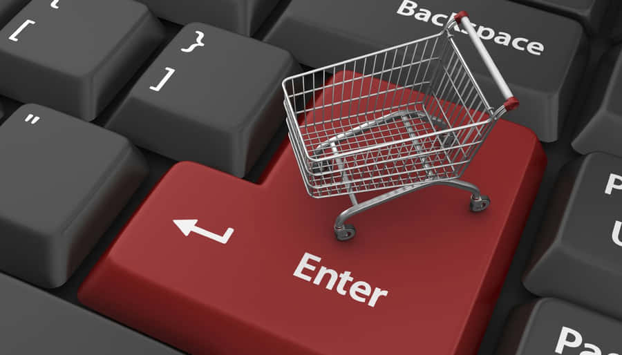 umcarrinho de compras em um teclado