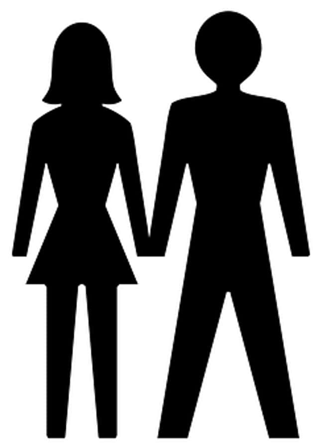 a man and woman silhouettes holding hands