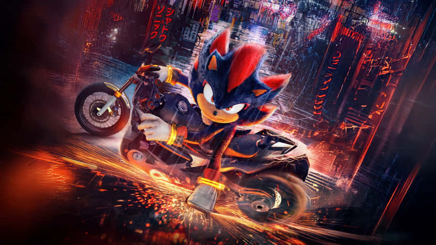 Shadow The Hedgehog På Motorcykel