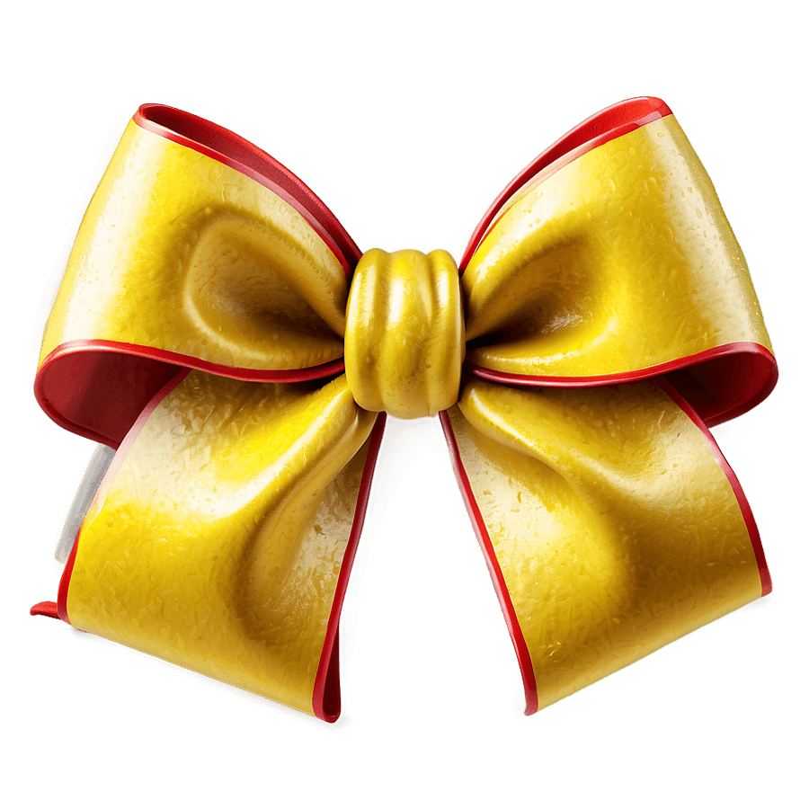 Cheerful Yellow Christmas Bow PNG ink38