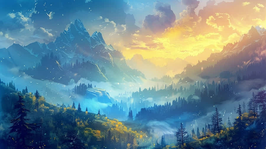 Nebeliger Berg Sonnenaufgang Landschaft