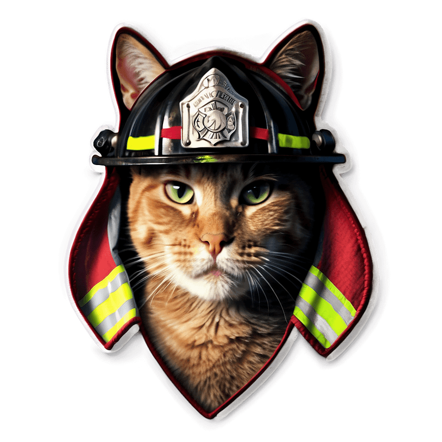 Firefighter Cat Emoji PNG 05252024