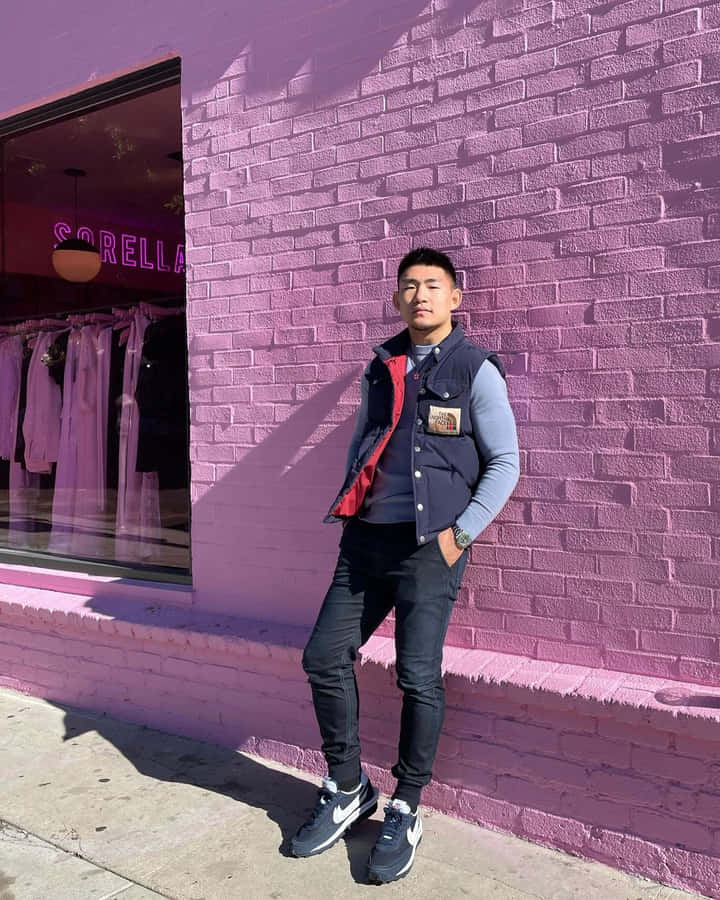 Song Yadong Outside A Shop In LA