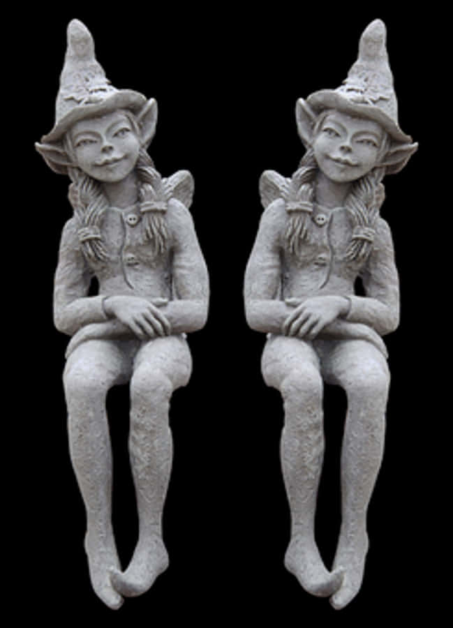 Twin Elf Statues Sitting