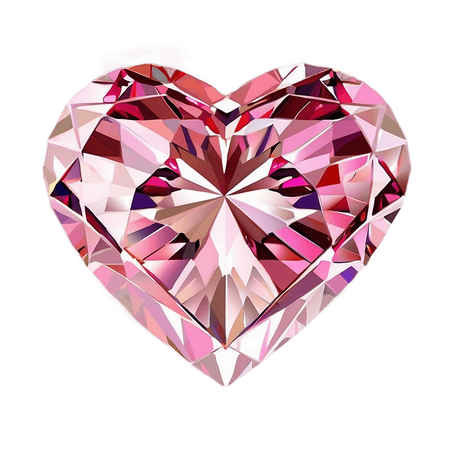 Elegant Pink Heart Diamond Drawing PNG 1