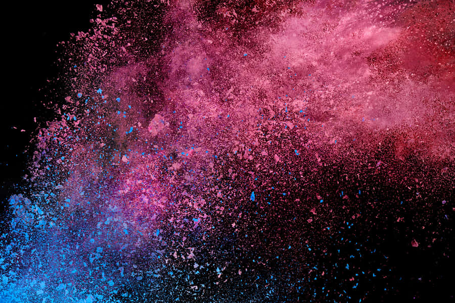Kosmisk Rosa og Blå Pulver Eksplosjon