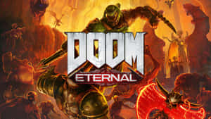 Doom Eternal game cover featuring a soldier battling demonic creatures in a fiery hell. — Doom 2016 Picture