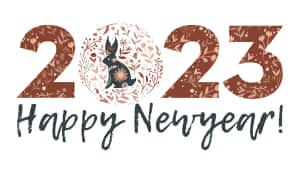 Feliz Ano Novo 2023 com design de coelho floral — Ambe Papéis de Parede