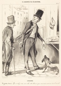 2 heures by Honoré Daumier, created 1839, in crayon lithograph in black on wove paper. Download this artwork as a high-resolution wallpaper for desktop, tablet, — Honoré Daumier Wallpaper