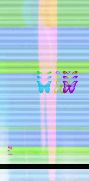 Glitch art with colorful butterflies on a pastel gradient background with scan lines. — Full HD Butterfly Picture