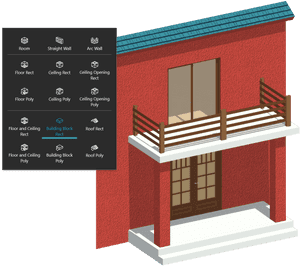 3d architectural design tool showing building block options and a red house model. — 3d Modeling Wallpaper