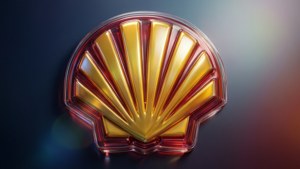 Shell-logotyp med en glansig 3D-plasteffekt.