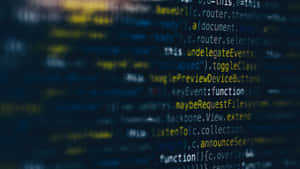 Glowing lines of computer code in blue and yellow on a dark background. — 3d 4K Picture
