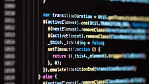 Código JavaScript com destaque de sintaxe rolando em uma tela escura. — 4K Business Papéis de Parede