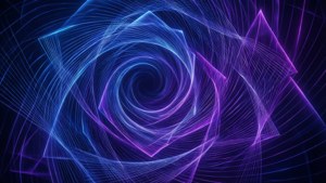 En fascinerende abstrakt 4K-baggrund med glødende geometriske linjer i blå og lilla