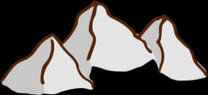 Three snow-capped mountain peaks with brown outlines on black background. — Mountain SVG
