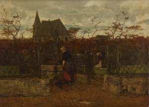 A Bleaching Field by Jacob Maris, created 1870, in canvas; oil paint (paint). Download this artwork as a high-resolution wallpaper for desktop, tablet, or mobil — Jacob Maris Wallpaper