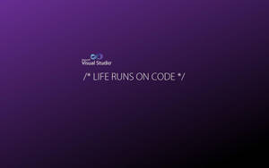 Microsoft Visual Studio-logo med sloganet life runs on code på lilla gradientbaggrund — Coder Billeder