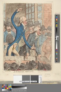 A Hackney Meeting by James Gillray, in Etching, hand-colored. Download this artwork as a high-resolution wallpaper for desktop, tablet, or mobile. — Art Picture