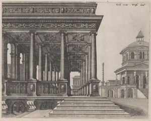 A Hall with Ionic Columns by Lucas van Doetechum, created 1560, in etching on laid paper. Download this artwork as a high-resolution wallpaper for desktop, tabl — Art Picture