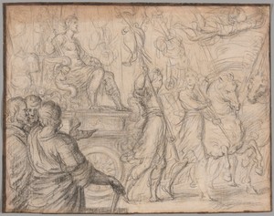 A Procession by Ambroise Dubois, created c. 1610, in Black chalk, with touches of white chalk, on cream laid paper. Download this artwork as a high-resolution w — Ambroise Dubois Wallpaper