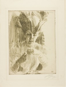A Ring by Anders Zorn, created 1906, in Etching on ivory laid paper. Download this artwork as a high-resolution wallpaper for desktop, tablet, or mobile. — Illustration Wallpaper