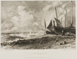A Seabeach by David Lucas, created 1830, in Mezzotint on paper. Download this artwork as a high-resolution wallpaper for desktop, tablet, or mobile. — Illustration Background
