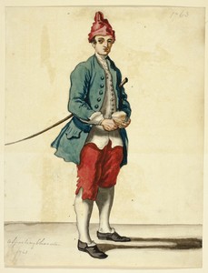 A Sporting Character by David Allan, created 1754-1796, in Pen and gray ink with brush and watercolor, on cream laid paper, tipped onto cream wove card. Downloa — David Allan Wallpaper
