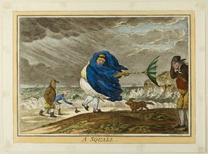 A Squall by James Gillray, created published May 16, 1810, in Hand-colored etching on paper. Download this artwork as a high-resolution wallpaper for desktop, t — Illustration Wallpaper