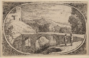 A Stone Bridge by Herman van Swanevelt, in etching. Download this artwork as a high-resolution wallpaper for desktop, tablet, or mobile. — Herman van Swanevelt Wallpaper