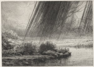 A Storm by Alphonse Legros, created c. 1857–1911, in etching and drypoint. Download this artwork as a high-resolution wallpaper for desktop, tablet, or mobile. — Art Picture