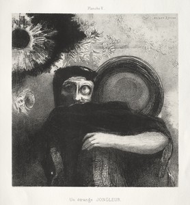 A Strange Juggler by Odilon Redon, created 1885, in lithograph on China paper laid on wove paper. Download this artwork as a high-resolution wallpaper for deskt — Odilon Redon Wallpaper