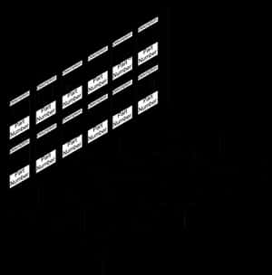 Isometric grid of glowing white Naruto nameplates floating in black space. — Code Wallpaper